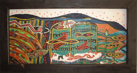 Grosses Acryl Öl Gemälde Underwater City